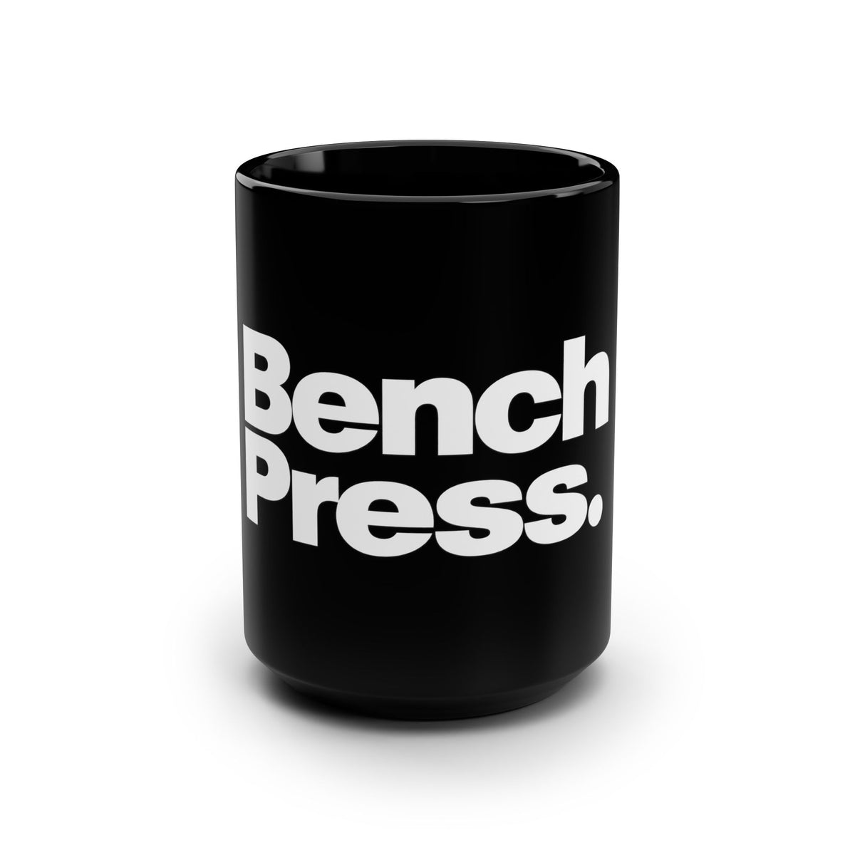 Bench Press Mug — 15oz Black Coffee Cup for Gym Lovers