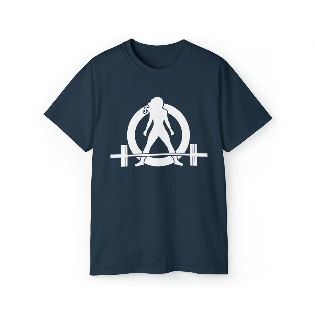 Unisex Ultra Cotton Tee - Classic White Logo - Plain Back