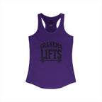Grandma Lifts - Women's Ideal Racerback Tank - Black Logo Front Plain Back