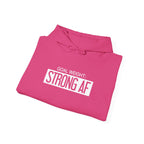 Goal Weight Strong AF - Unisex Heavy Blend Hooded Sweatshirt  - White Logo Front & Right Arm