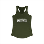 Goal Weight Strong AF - Simple - Women's Ideal Racerback Tank - White Print Front & Back