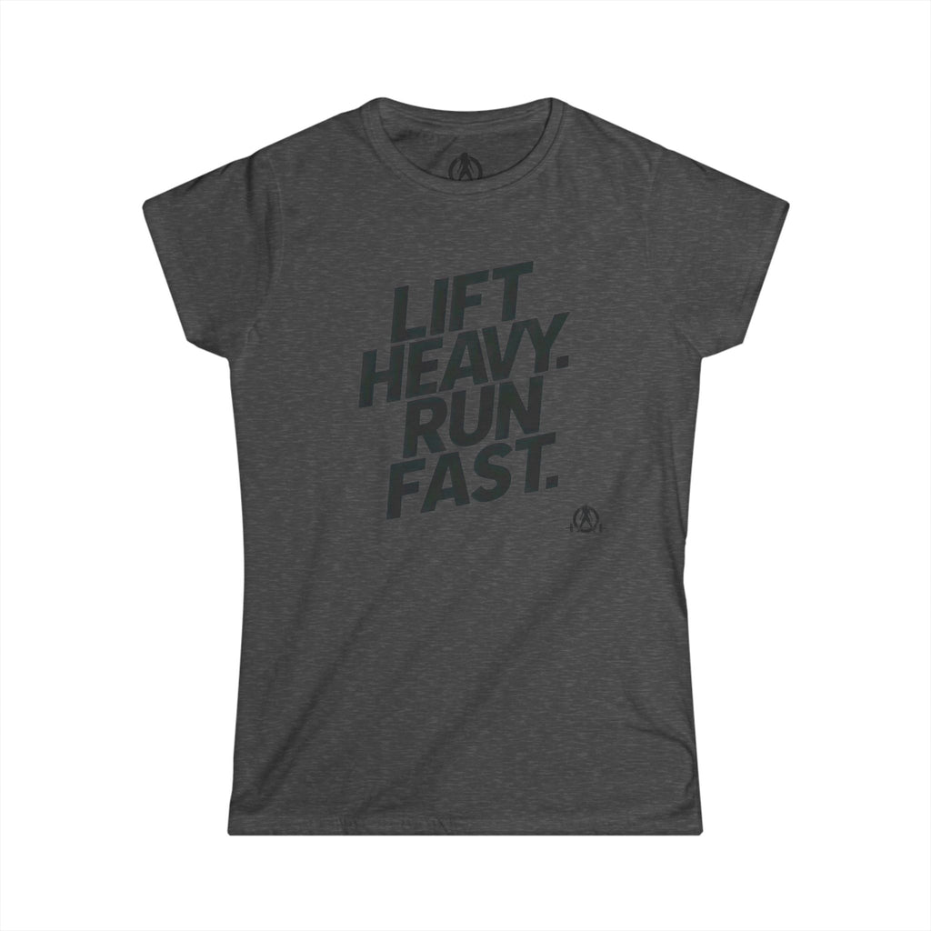 Lift Heavy Run Fast - Women's Softstyle Tee - Black Front Logo