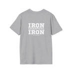 Iron Sharpens Iron - Unisex Softstyle T-Shirt - White Logo Front & Back