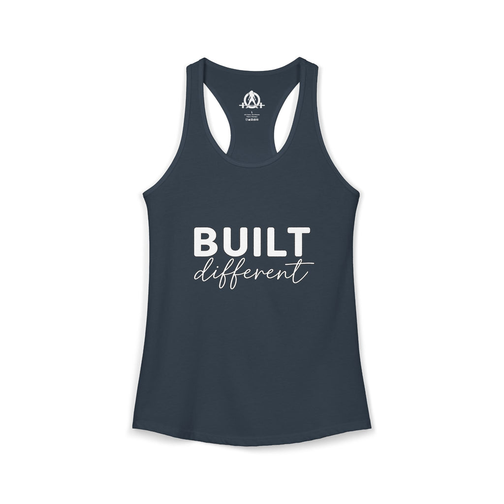 Built Different - Women's Ideal Racerback Tank - White Logo