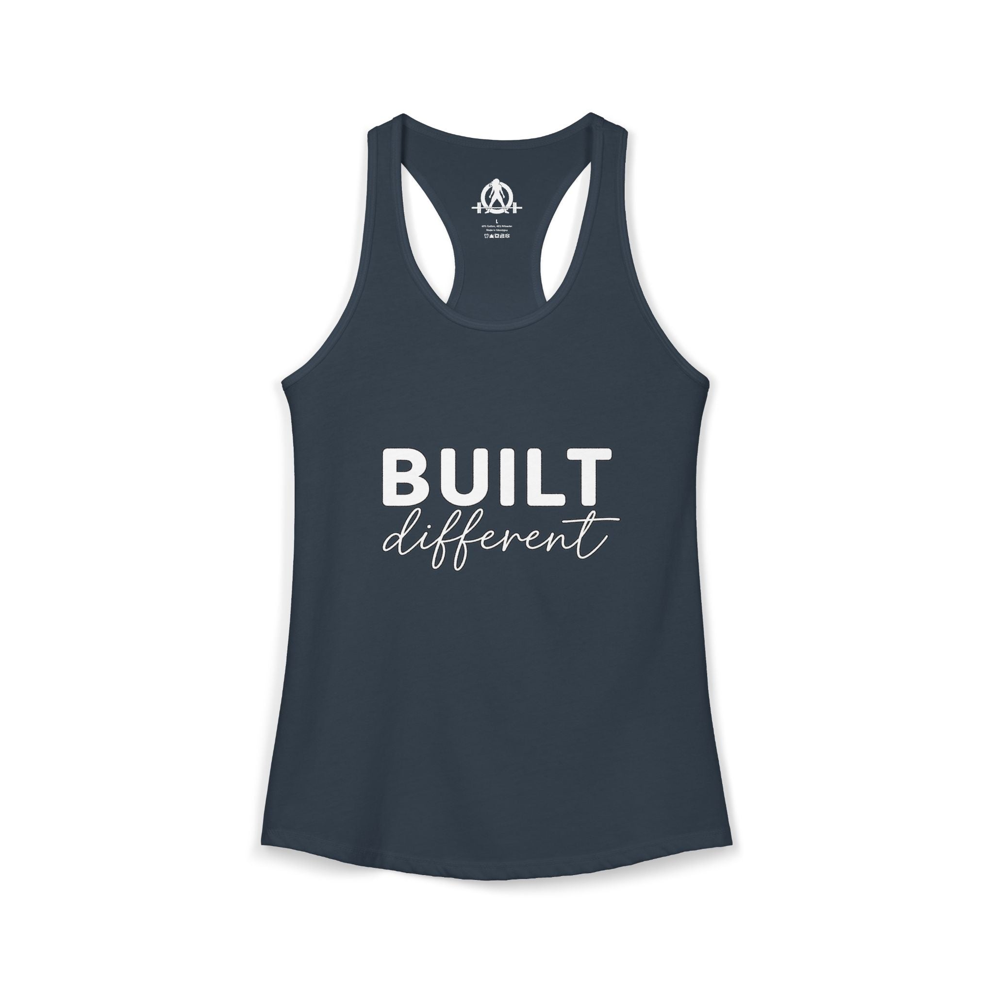 Built Different - Women's Ideal Racerback Tank - White Logo