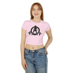 Women's Baby Tee - Black Distressed Logo