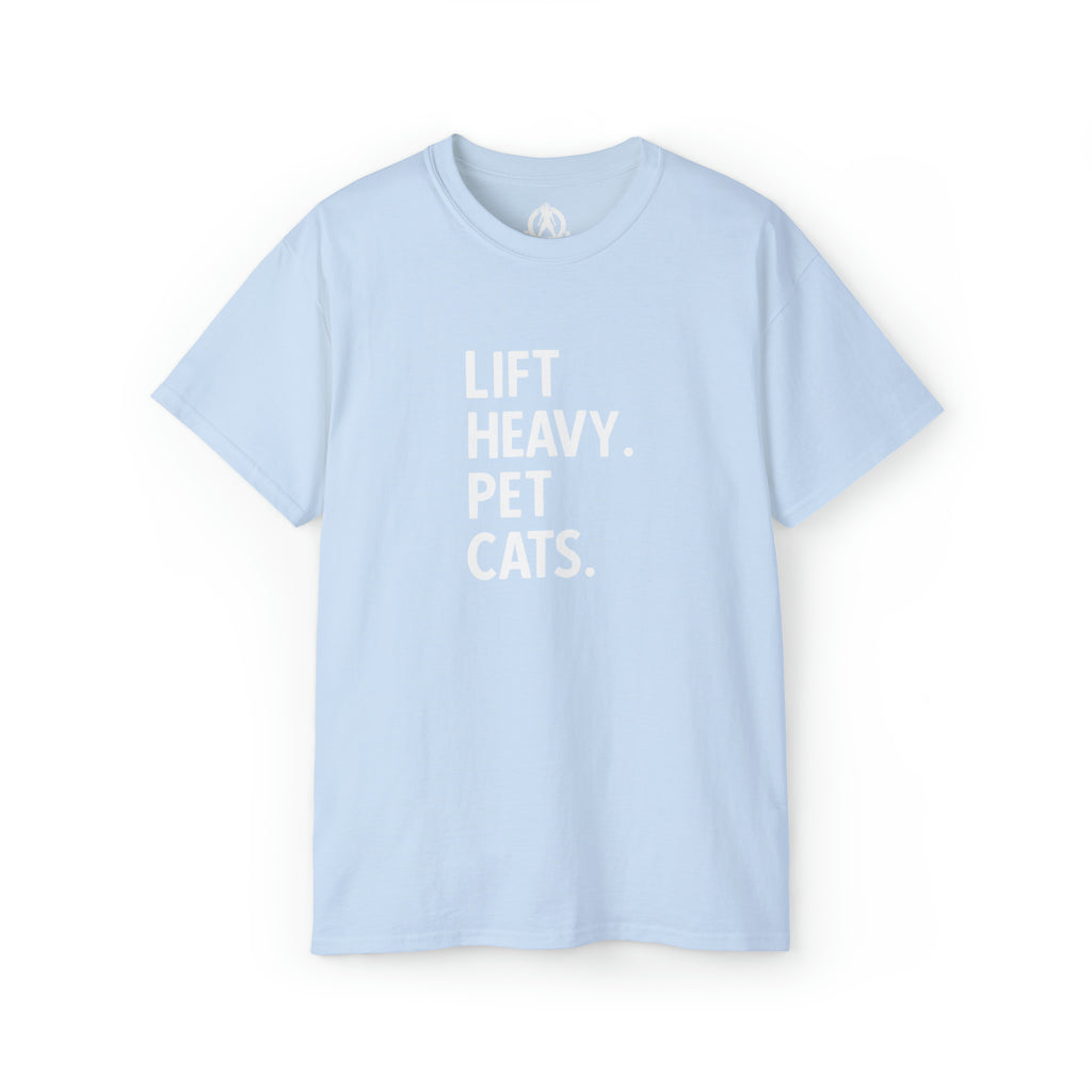 Lift Heavy Pet Cats - Unisex Ultra Cotton Tee - White Logo