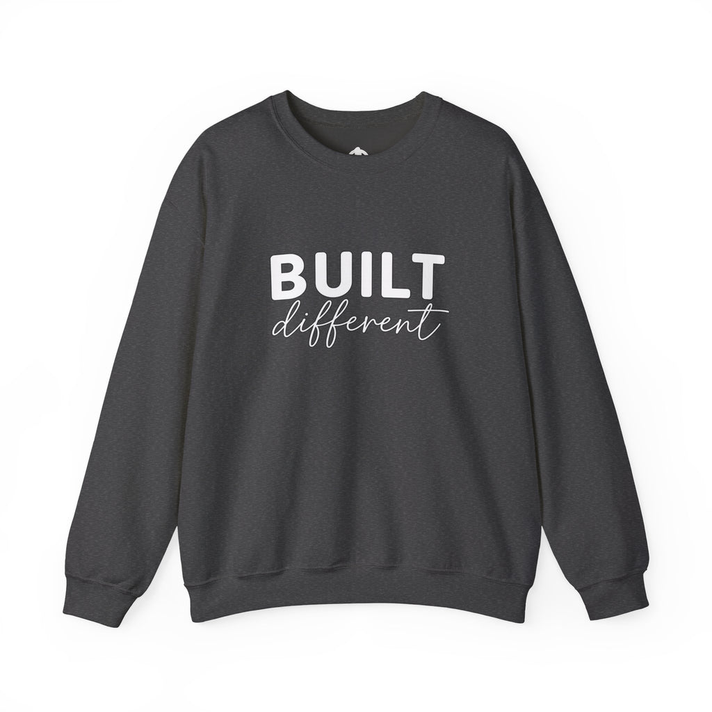 Built Different Crewneck Sweatshirt — Front & Back White Logo