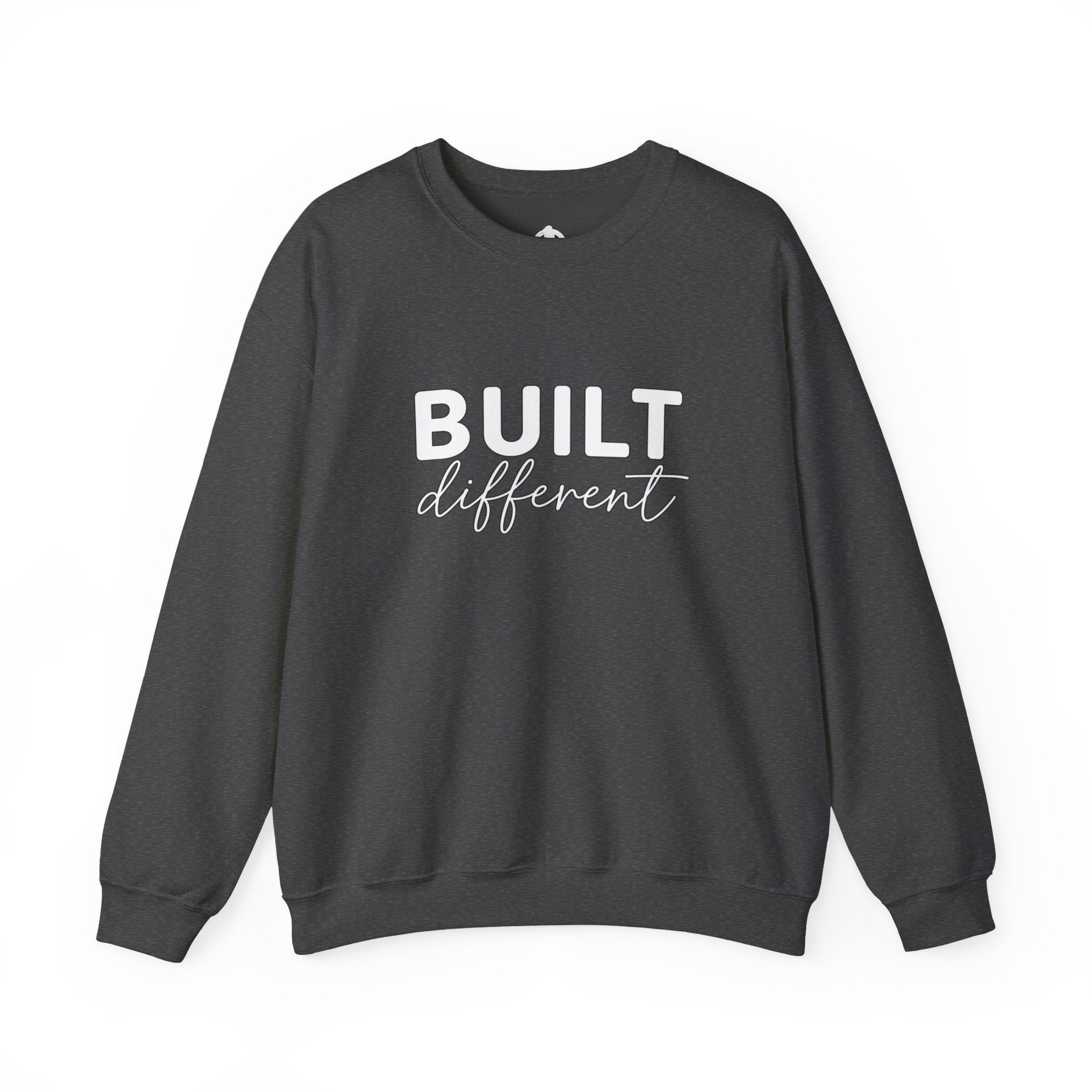 Built Different Crewneck Sweatshirt — Front & Back White Logo