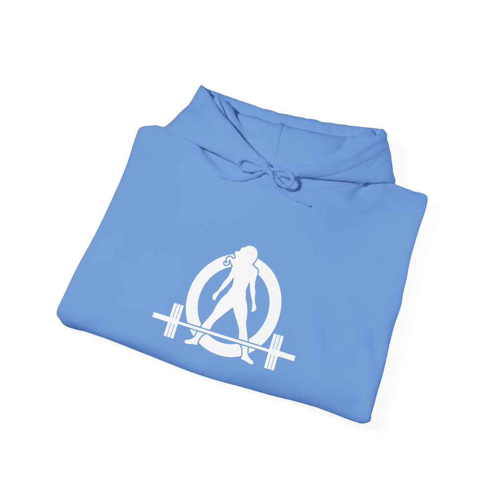 I Could Squat You - Classic Logo White - Unisex Heavy Blend Hooded Sweatshirt Print on Front & Back