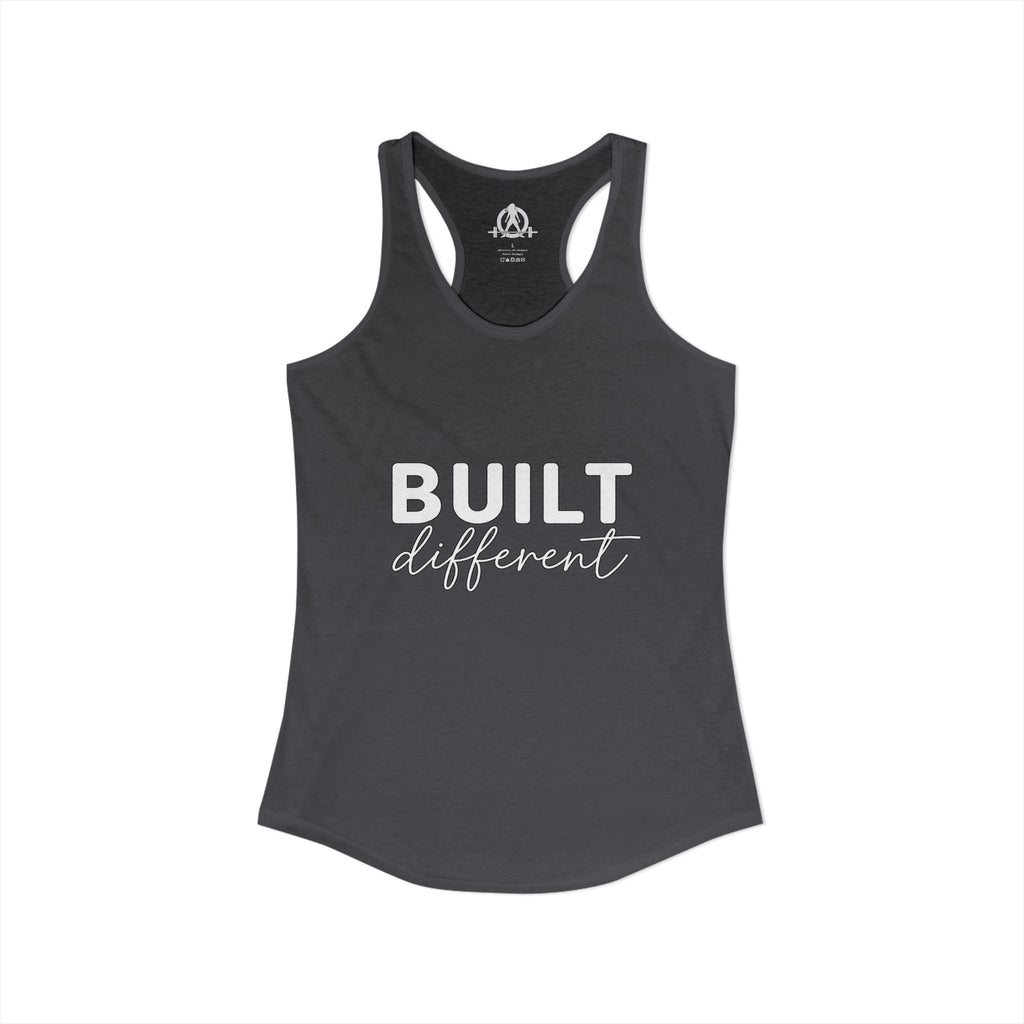 Built Different - Women's Ideal Racerback Tank - White Logo