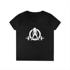 Ladies' V-Neck T-Shirt - Classic White Logo
