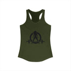 ALL I NEED IS Coffee and a barbell - Women's Ideal Racerback Tank - Dark Logo Front & Back