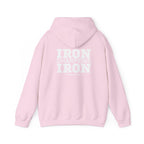 Iron Sharpens Iron – Unisex Heavy Blend™ Hooded Sweatshirt (White Logo) 🤍🔥