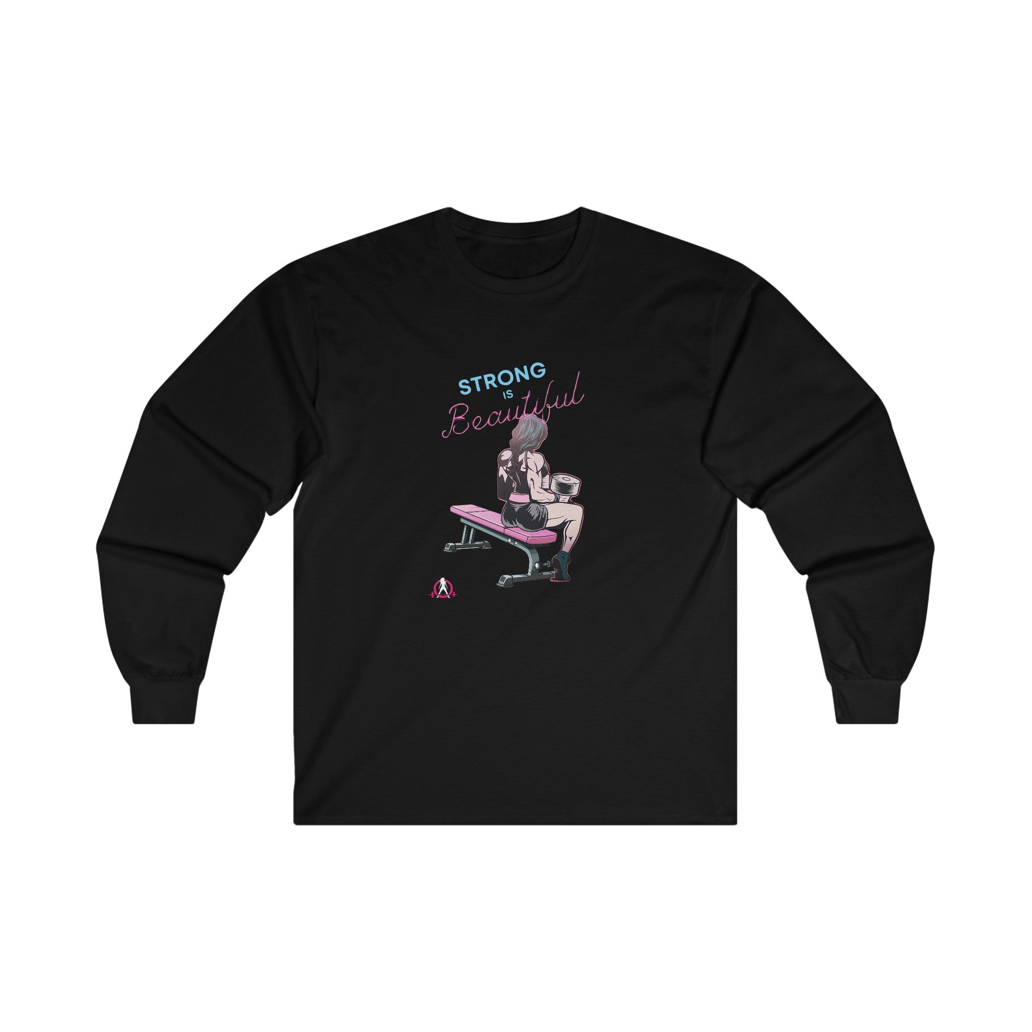 Strong Is Beautiful Comic - Unisex Ultra Cotton Long Sleeve Tee - White Front Logo Plain Back
