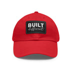 Built Different - Dad Hat with Leather Patch (Rectangle) - White Logo