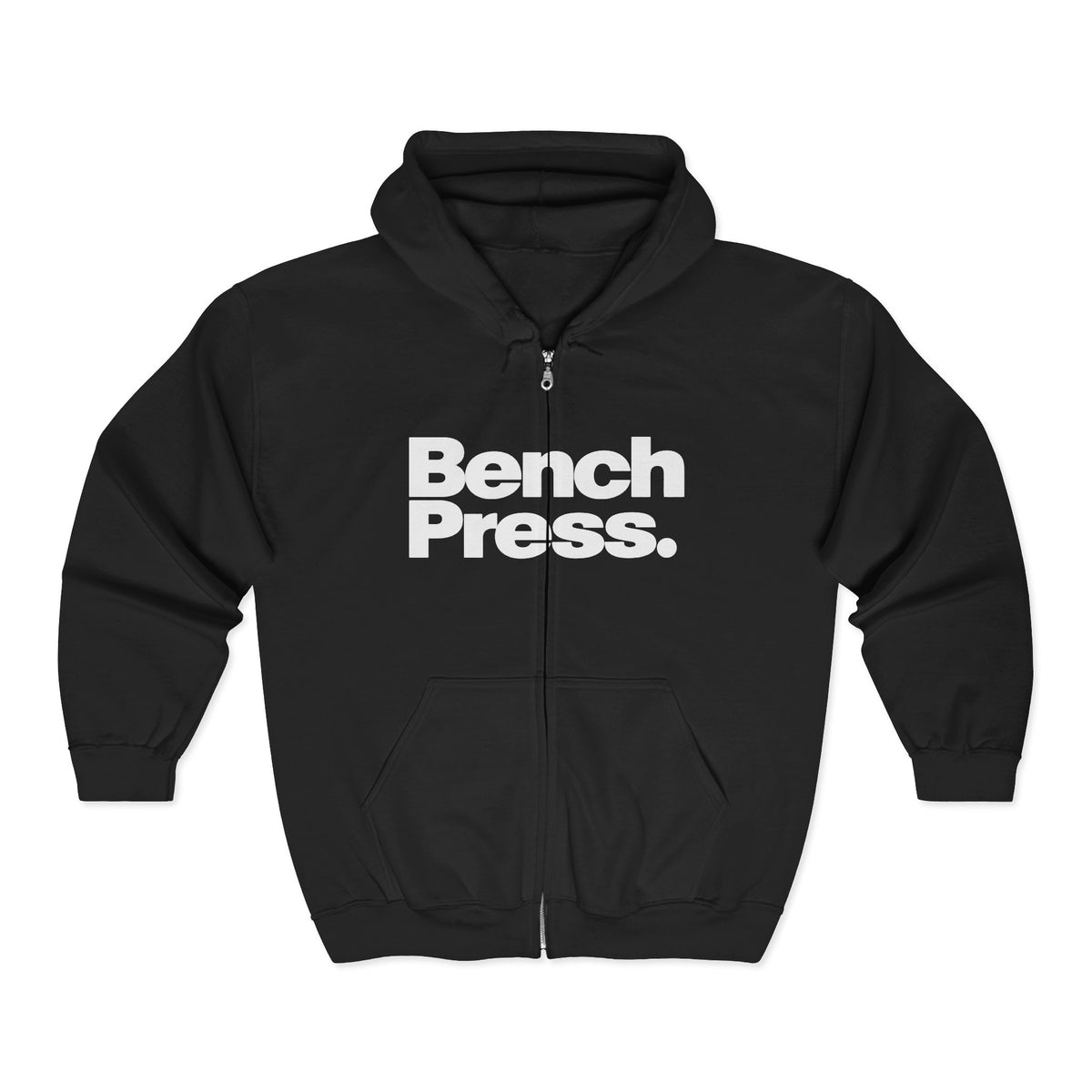 Bench Press Zip Hoodie — Bold Gym Fitness Sweatshirt