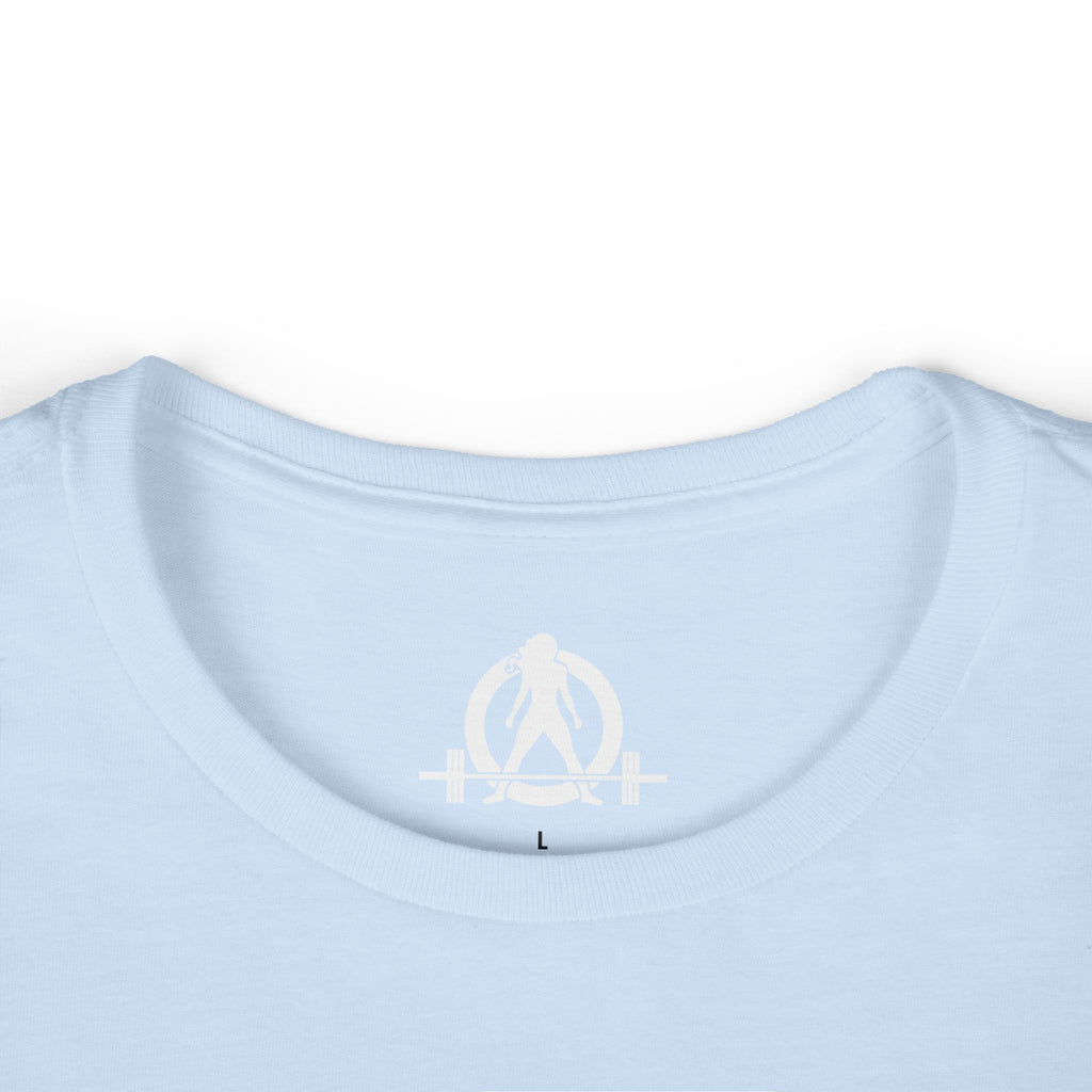 Lift Heavy Run Fast - Women's Softstyle Tee - White Front Logo