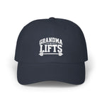 Grandma Lifts Dad Cap — White Logo