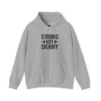 Strong Not Skinny - Unisex Heavy Blend Hooded Sweatshirt - Black Front Logo Plain Back