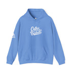 Coffee & Barbells - Unisex Heavy Blend Hooded Sweatshirt - White Logo on Front & Right Sleeve
