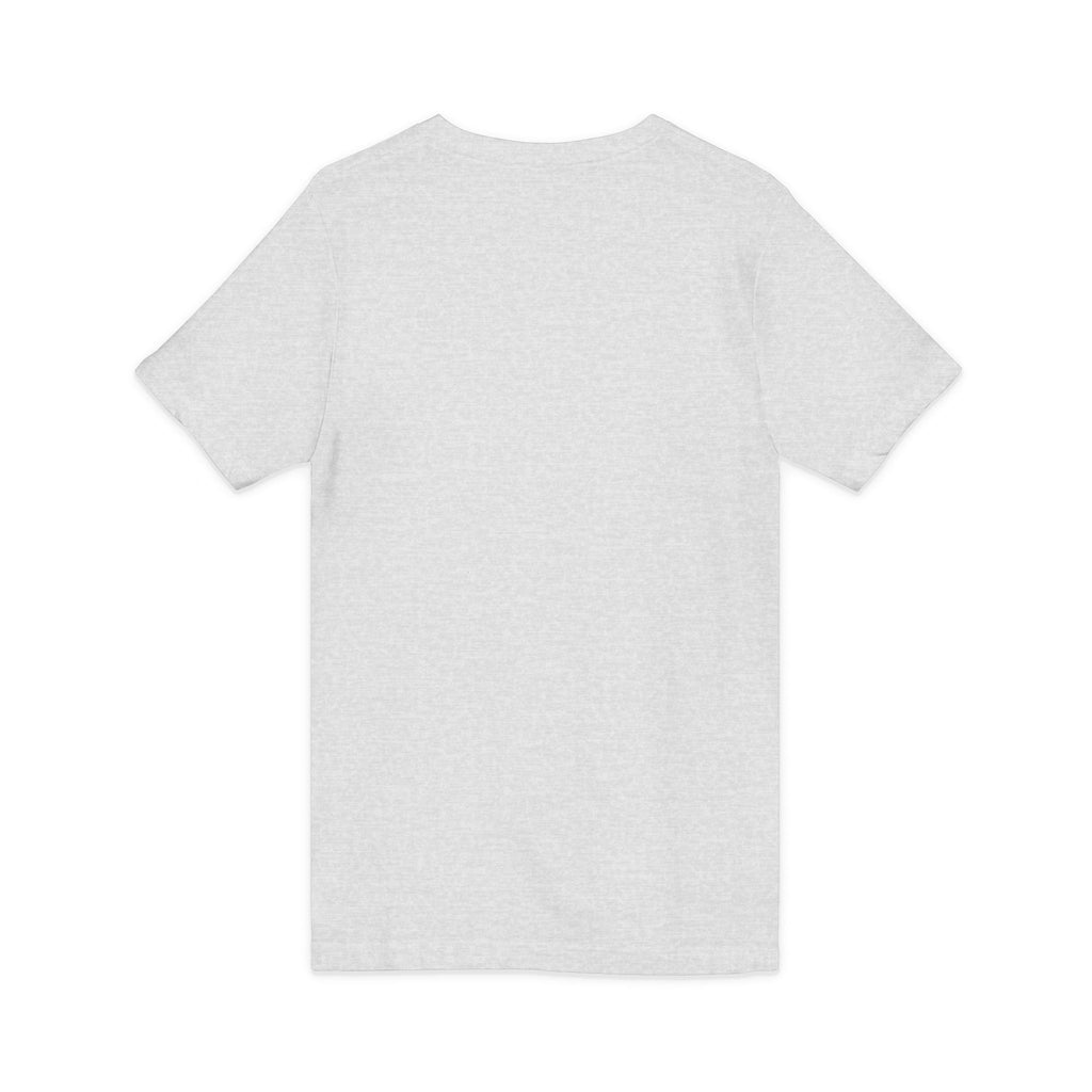 Coffee & Barbells - Unisex Jersey Short Sleeve V-Neck Tee - Black Logo Plain Back