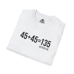 45 + 45 = 135 – Unisex Softstyle Tee | Black Front, Plain Back