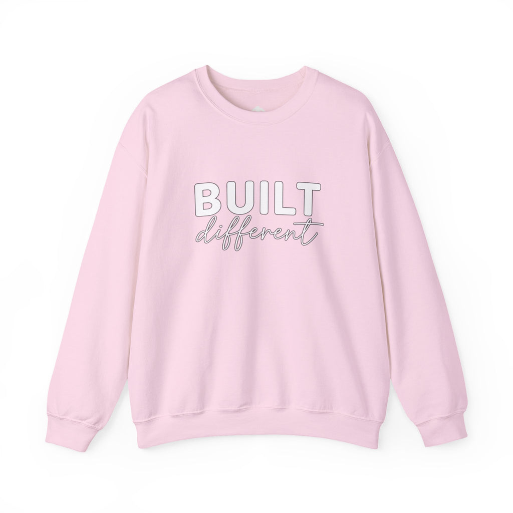 Built Different Crewneck Sweatshirt — Front & Back White Logo