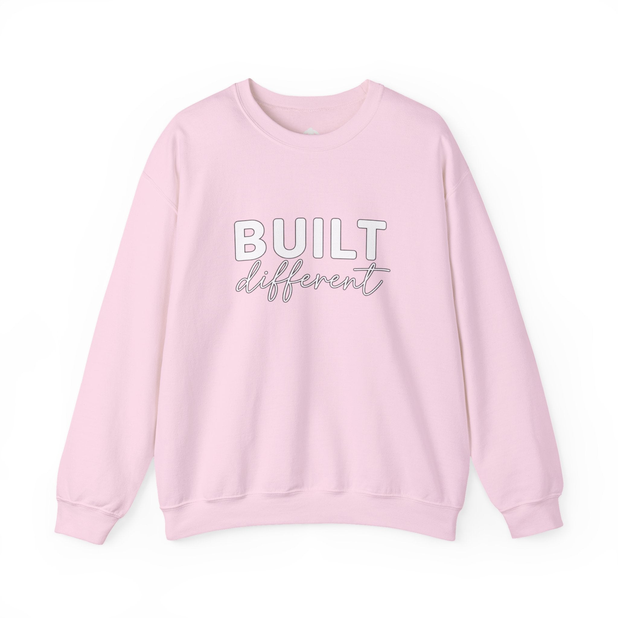 Built Different Crewneck Sweatshirt — Front & Back White Logo
