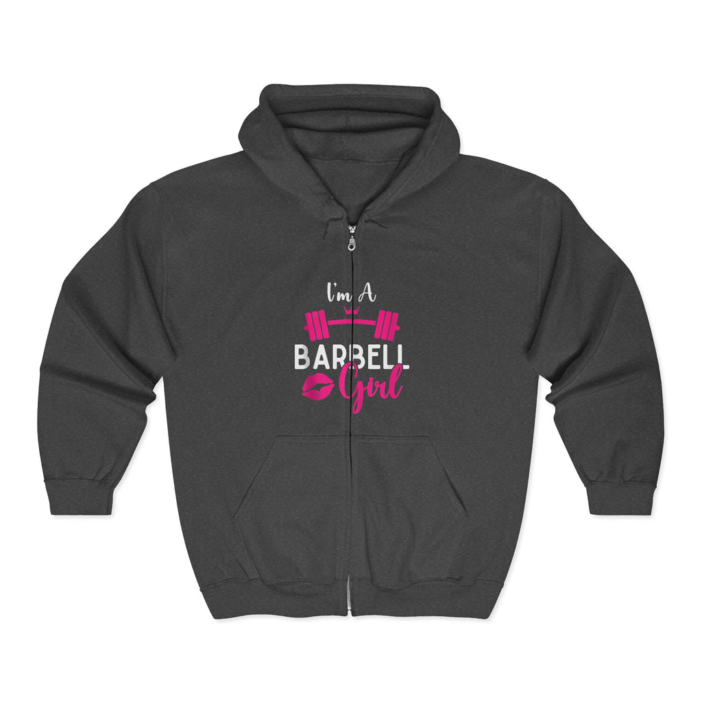 I'm a Barbell Girl - Unisex Heavy Blend™ Full Zip Hooded Sweatshirt – Front Logo