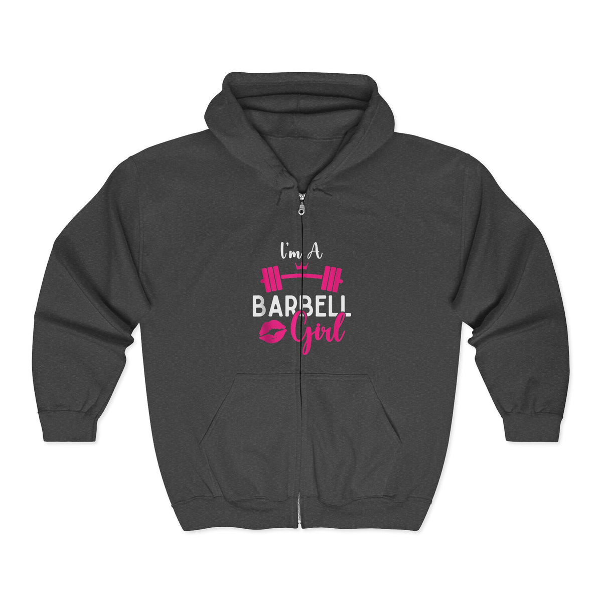 I'm a Barbell Girl - Unisex Heavy Blend™ Full Zip Hooded Sweatshirt – Front Logo