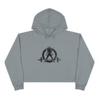 Empowered Crop Hoodie – For Strong Women Who Lift - Black Distressed Logo