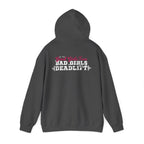 Good Girls Tone Bad Girls Deadlift - Distressed White Dark Logo - Unisex Heavy Blend Hooded Sweatshirt