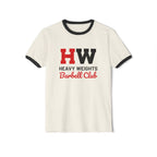 HW Barbell Club - Unisex Cotton Ringer T-Shirt - Black Classic Logo Front Plain Back