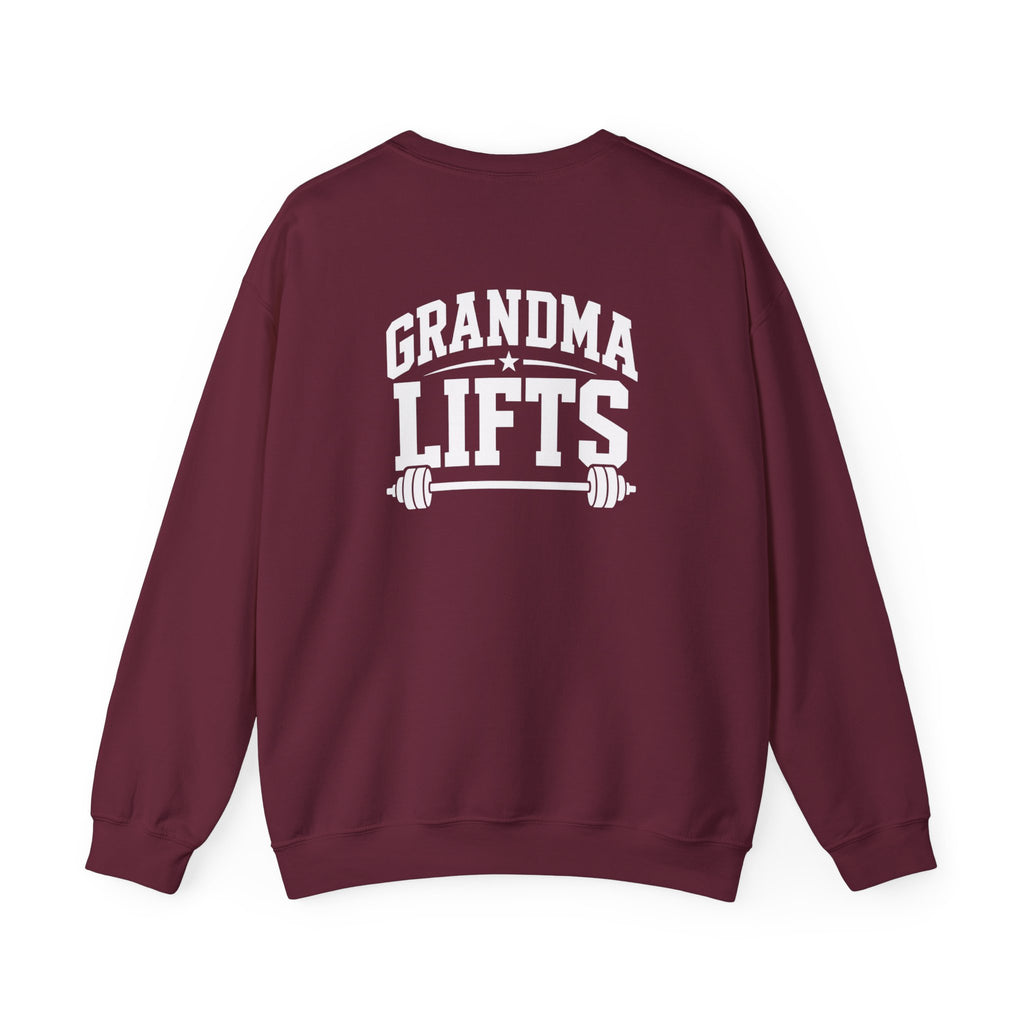 Grandma Lifts - Crewneck Sweatshirt — Front & Back White Logo