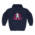 Distressed Logo – Unisex Heavy Blend™ Full Zip Hooded Sweatshirt – Color Inverted Logo