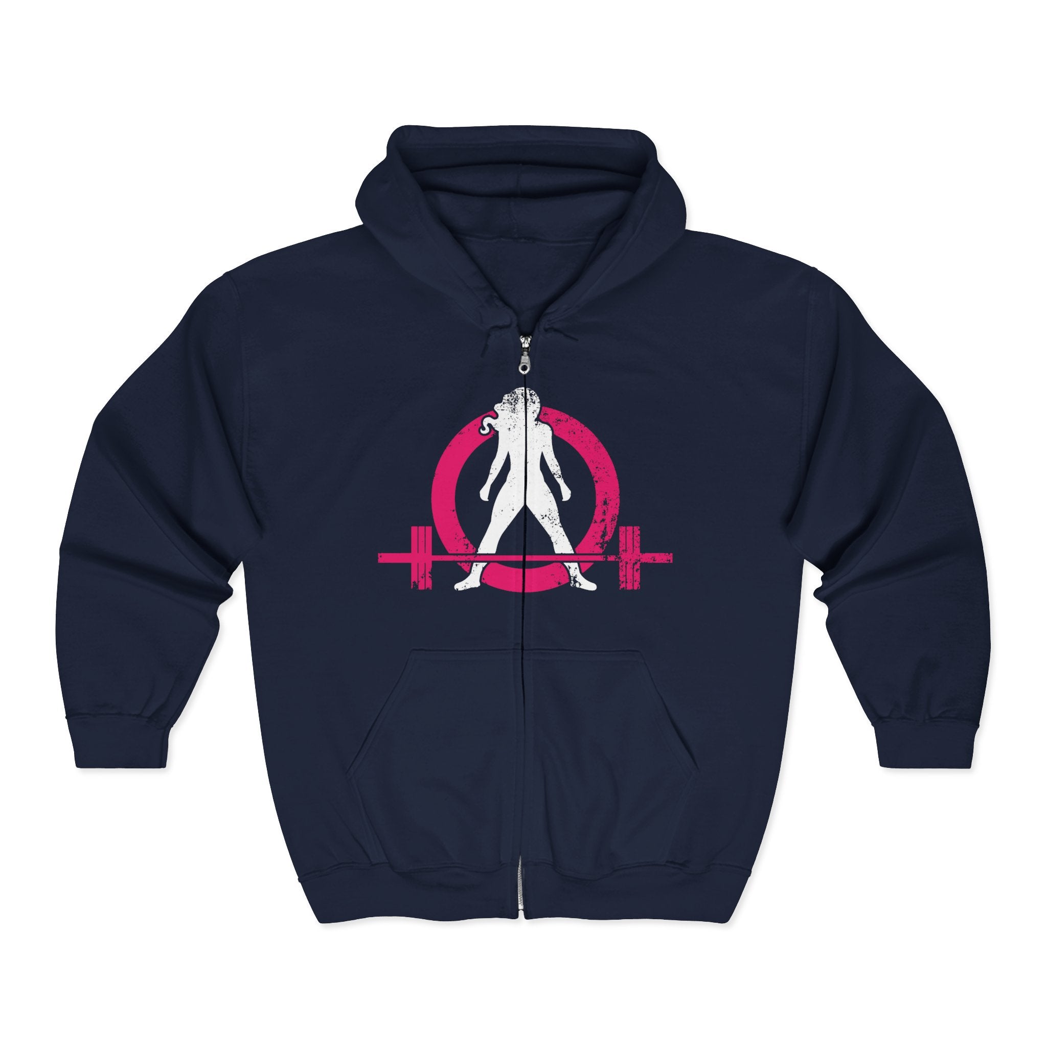Distressed Logo – Unisex Heavy Blend™ Full Zip Hooded Sweatshirt – Color Inverted Logo