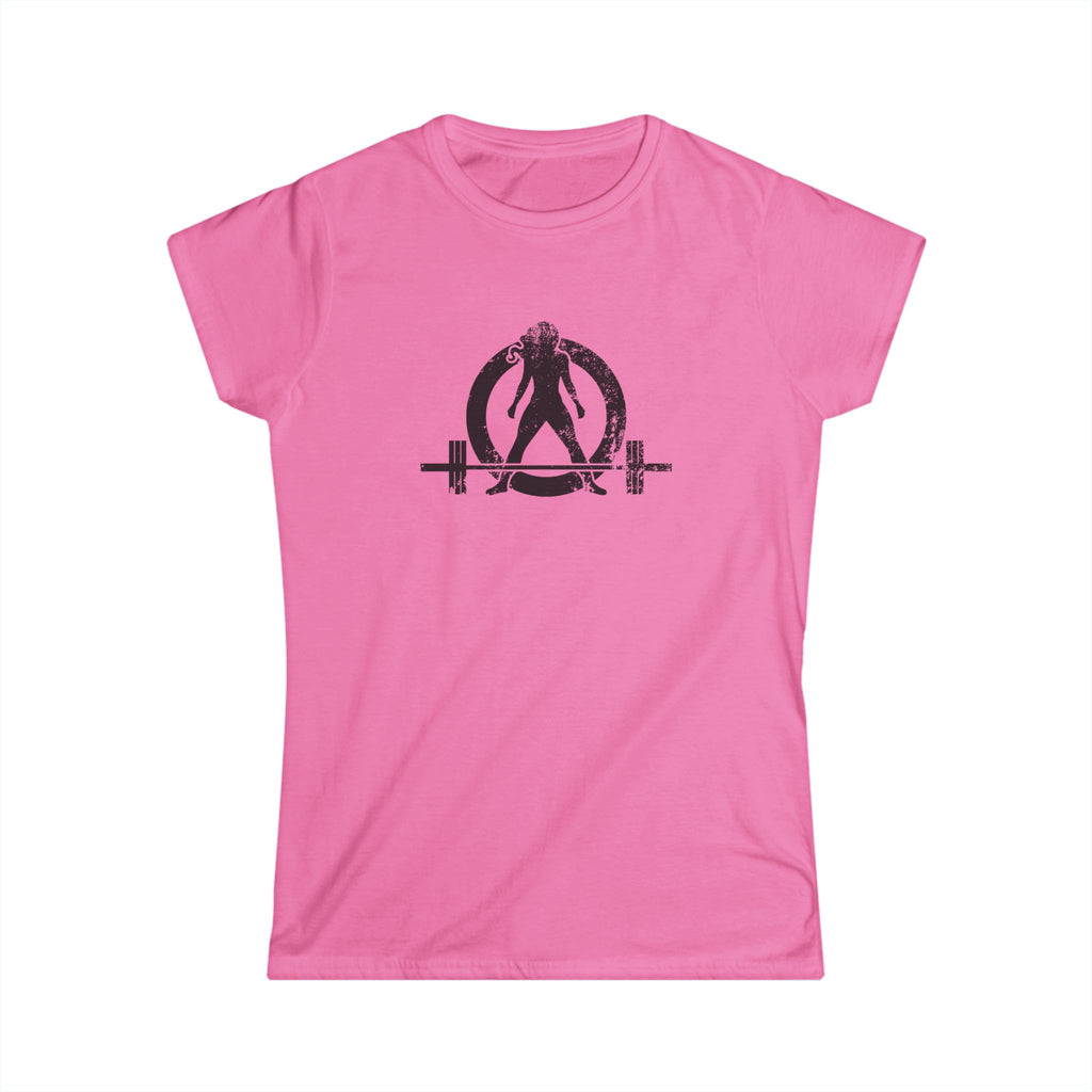 Strong Is Beautiful - Women's Softstyle Tee - Black Distressed Logo Front & Back
