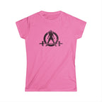 Strong Is Beautiful - Women's Softstyle Tee - Black Distressed Logo Front & Back