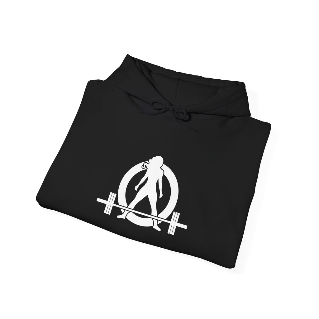 I Could Squat You - Classic Logo White - Unisex Heavy Blend Hooded Sweatshirt Print on Front & Back