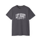 Lift Heavy Shit - Unisex Ultra Cotton Tee - Front White Logo - Plain Back