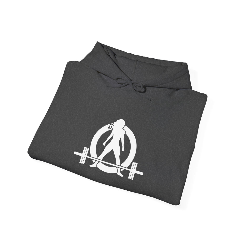 I Could Squat You - Classic Logo White - Unisex Heavy Blend Hooded Sweatshirt Print on Front & Back