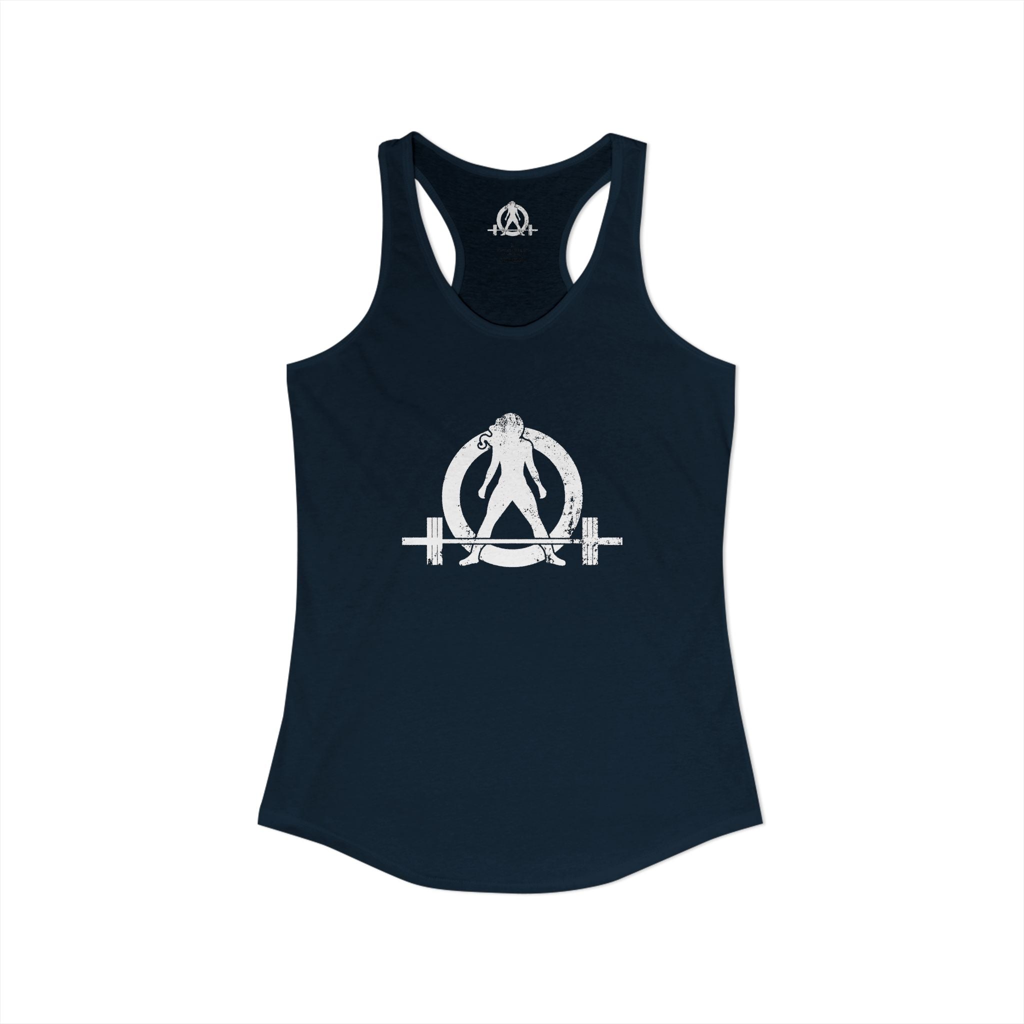 Strong Is Beautiful - Women's Ideal Racerback Tank - Distressed White Logo Front & Back Print