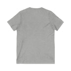 Unisex Jersey Short Sleeve V-Neck Tee -  Distressed Black Logo