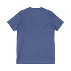 Unisex Jersey Short Sleeve V-Neck Tee -  Distressed Black Logo