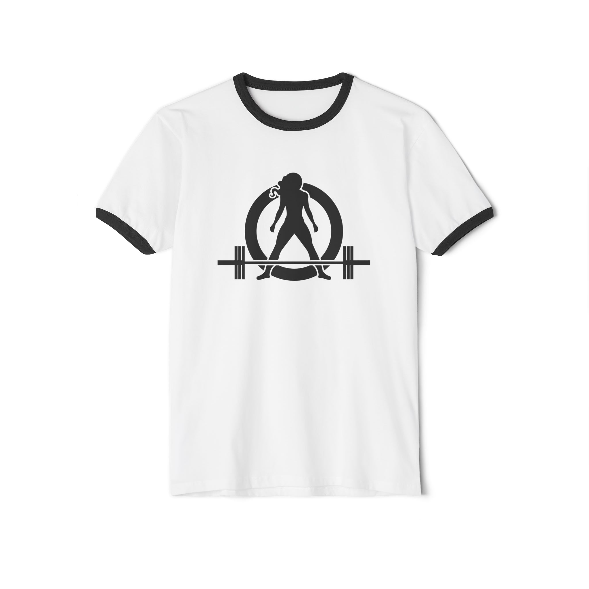 I Could Squat You - Unisex Cotton Ringer T-Shirt - Black Logo Front & Back