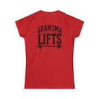 Grandma Lifts - Women's Softstyle Tee - White Logo Front & Back