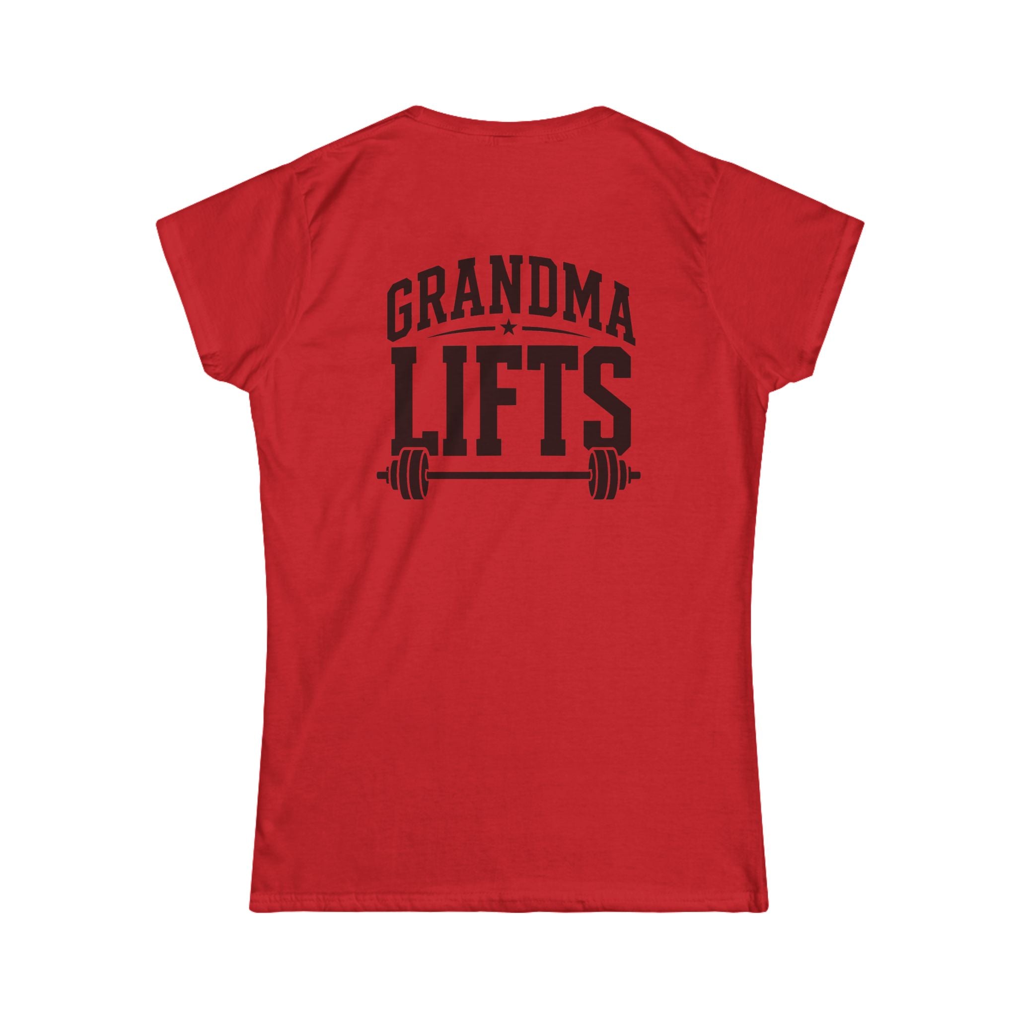 Grandma Lifts - Women's Softstyle Tee - White Logo Front & Back