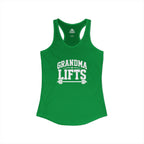 Grandma Lifts - Women's Ideal Racerback Tank - Black Logo Front Plain Back