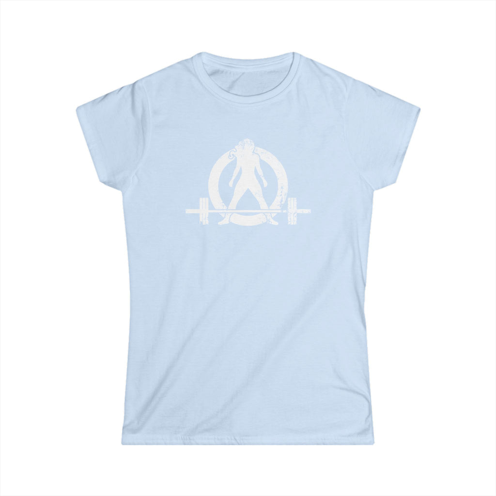 Women's Softstyle Tee - WWLW Distressed Logo - White Logo Front Plain Back